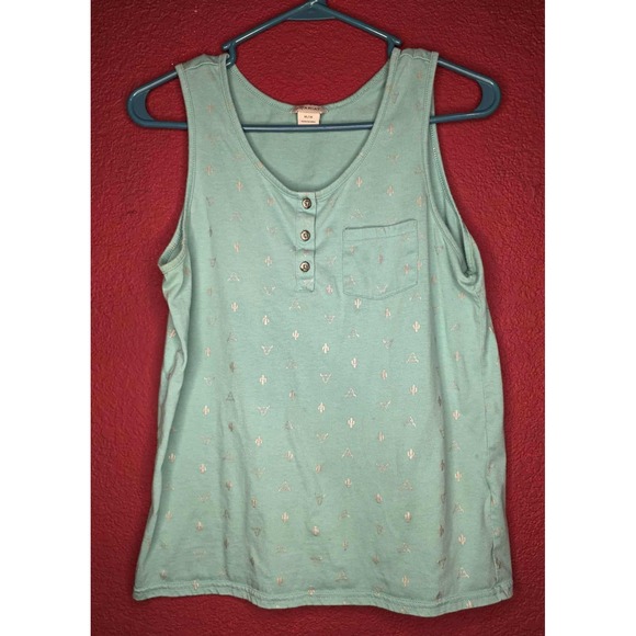 Ariat Tank Top Silver Cactus Print Button Up Sleeveless Casual Boho - Picture 1 of 1